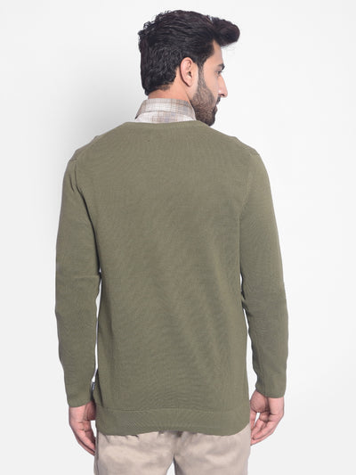 Olive Sweater-Men Sweaters-Crimsoune Club