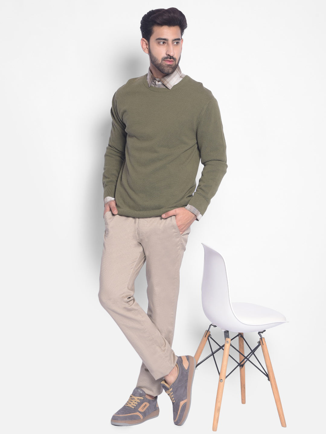 Olive Sweater-Men Sweaters-Crimsoune Club