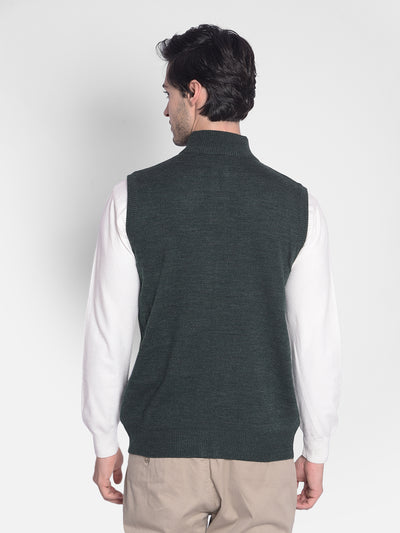 Olive Sleeveless Sweater-Men Sweaters-Crimsoune Club