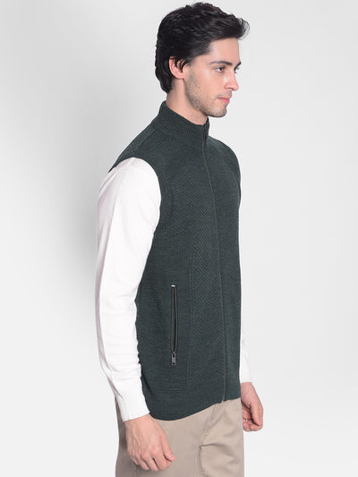 Olive Sleeveless Sweater-Men Sweaters-Crimsoune Club