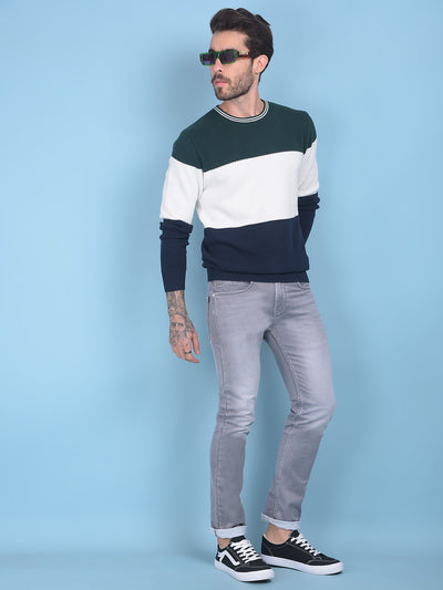 White Printed Sweater-Men Sweaters-Crimsoune Club
