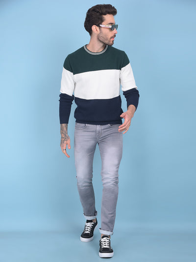 White Printed Sweater-Men Sweaters-Crimsoune Club