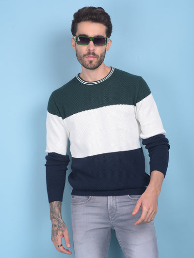 White Printed Sweater-Men Sweaters-Crimsoune Club