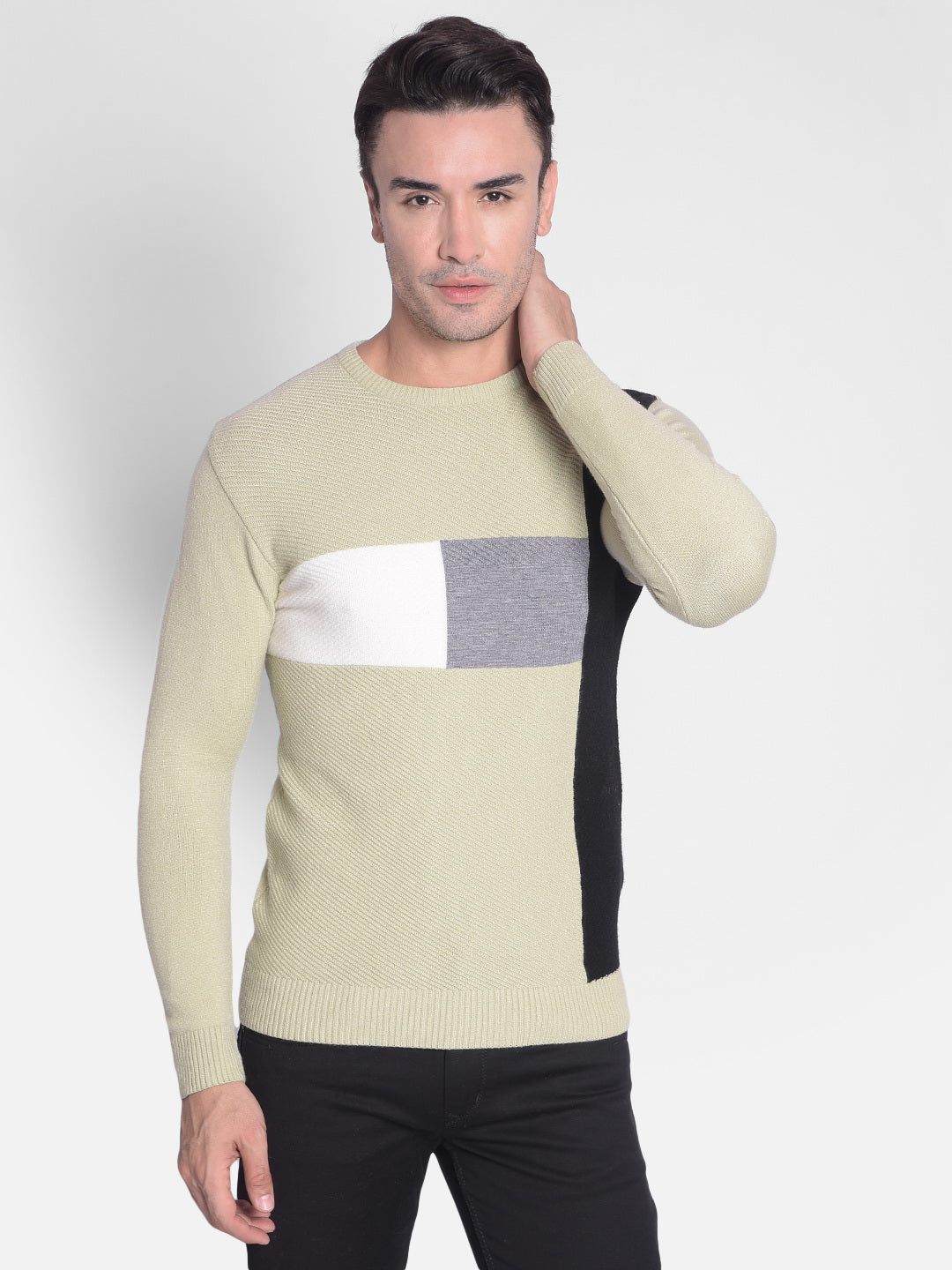 Olive Printed Sweater-Men Sweaters-Crimsoune Club