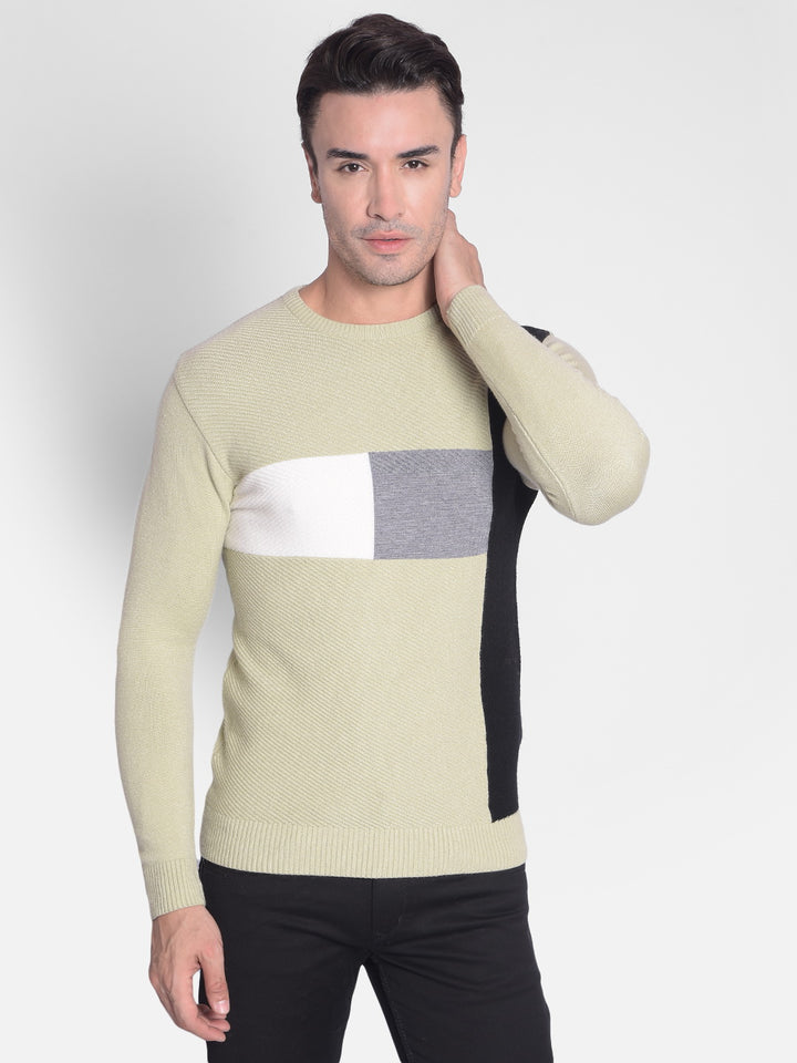 Olive Printed Sweater-Men Sweaters-Crimsoune Club