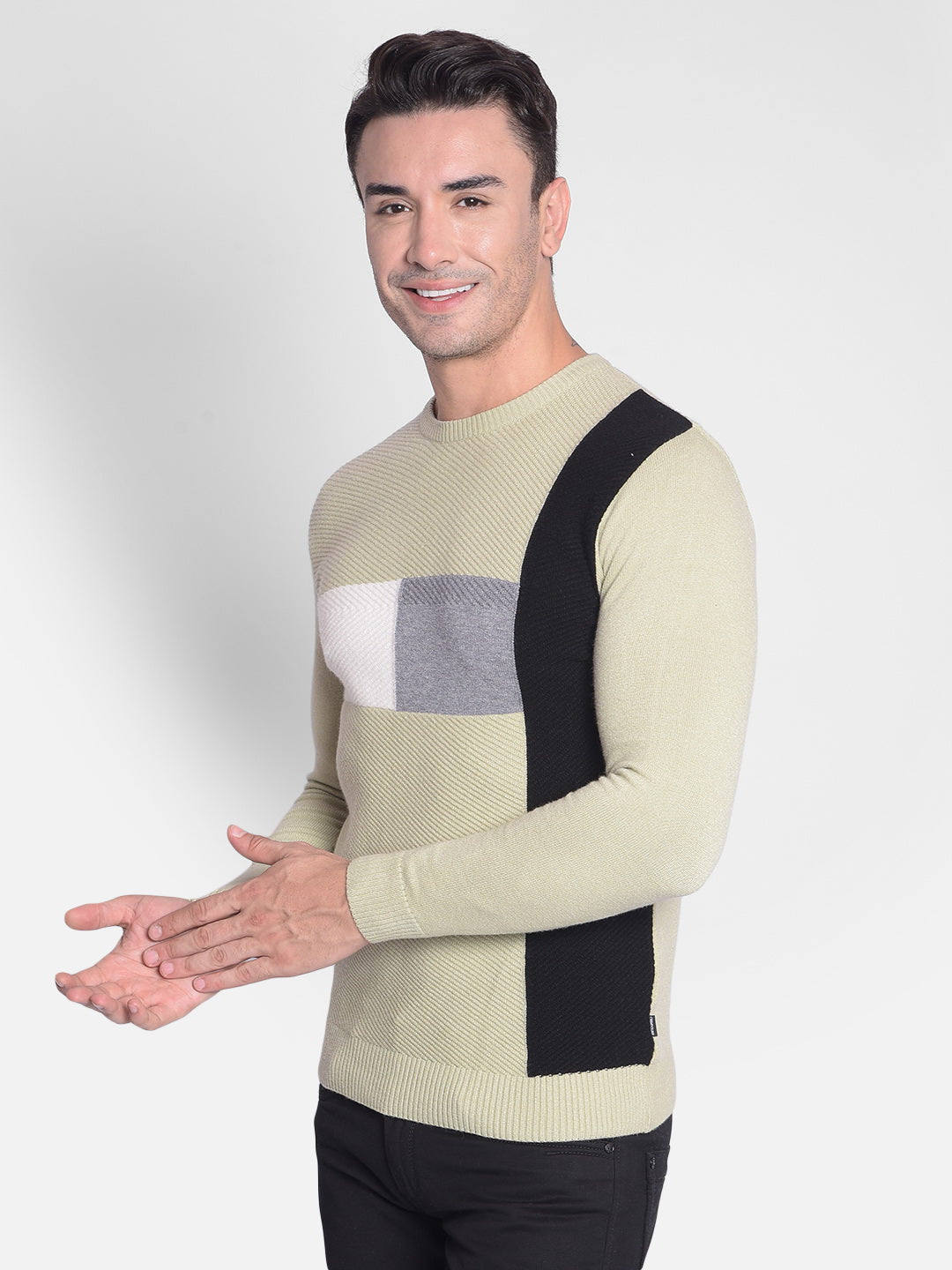 Olive Printed Sweater-Men Sweaters-Crimsoune Club