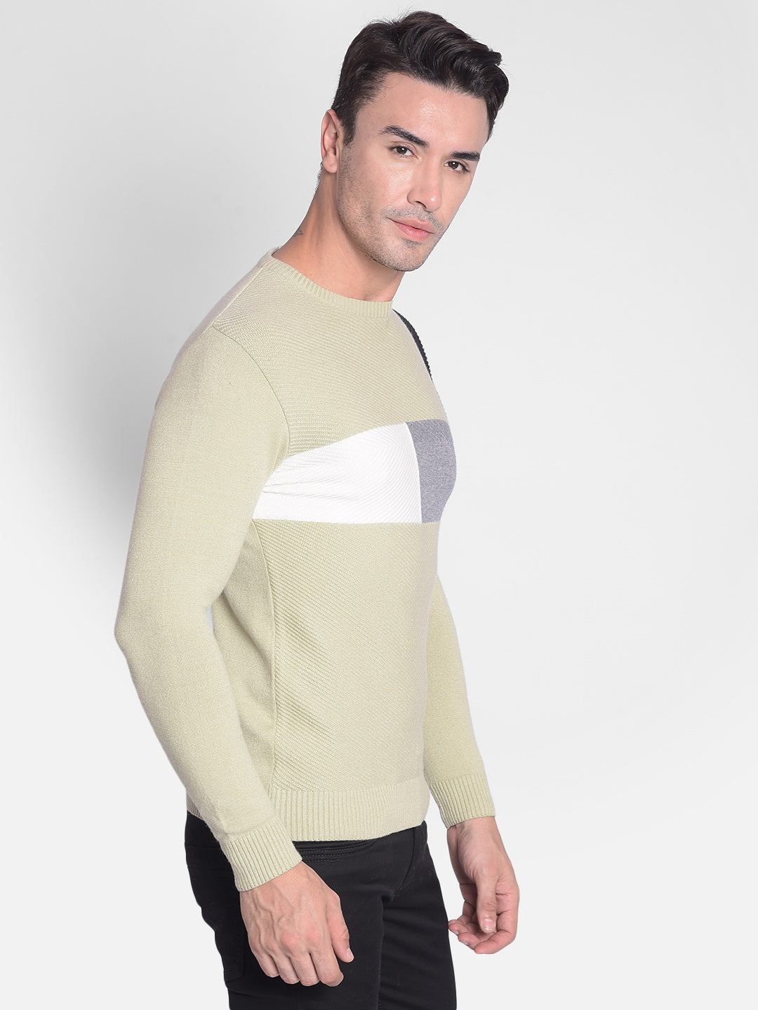 Olive Printed Sweater-Men Sweaters-Crimsoune Club