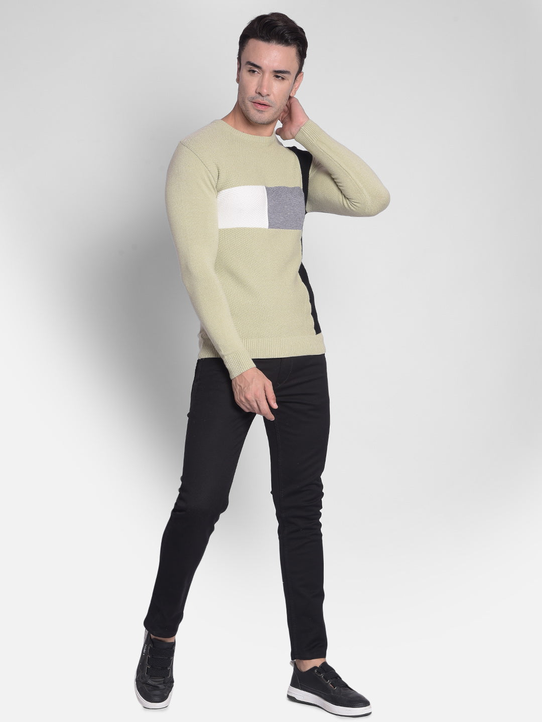 Olive Printed Sweater-Men Sweaters-Crimsoune Club