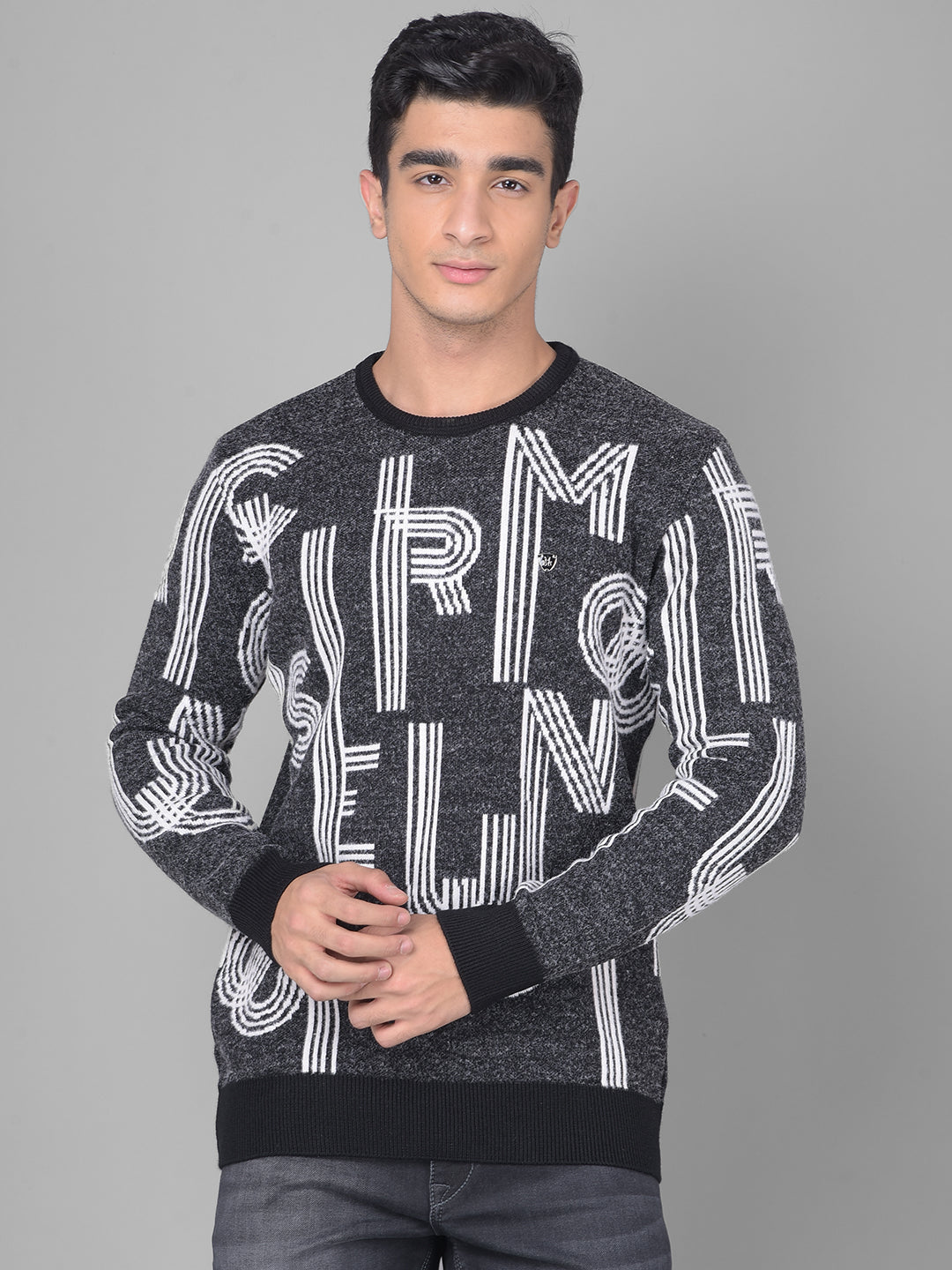 Printed Sweaters For Men Black Printed Sweater - Main Image