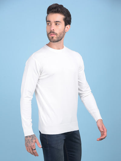 Off White V-Neck Sweater-Men Sweaters-Crimsoune Club