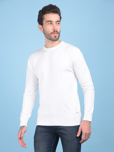 Off White V-Neck Sweater-Men Sweaters-Crimsoune Club