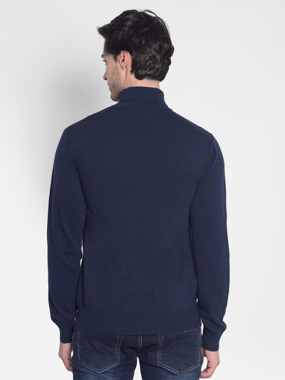 Navy Blue Sweater-Men Sweaters-Crimsoune Club