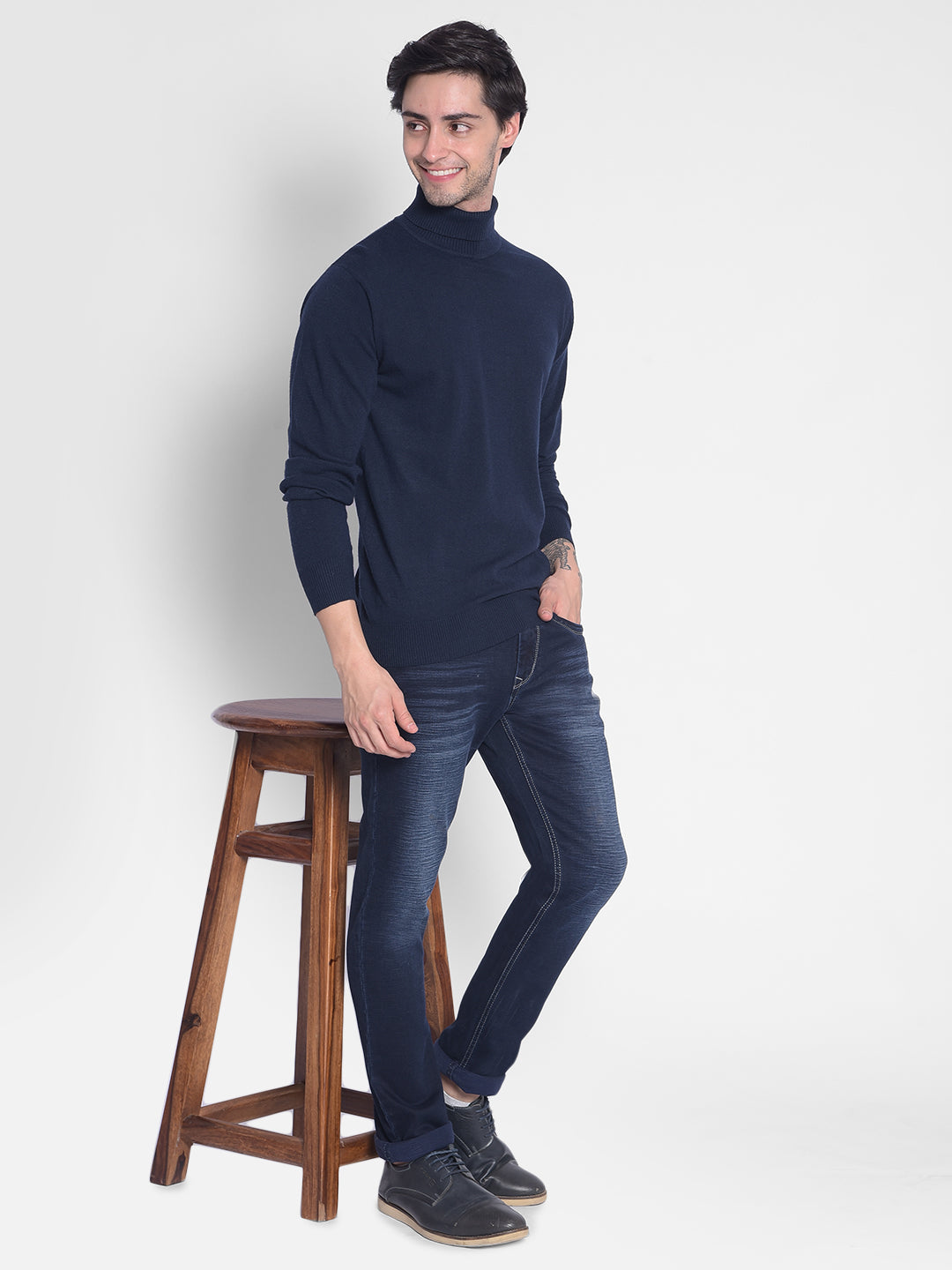 Navy Blue Sweater-Men Sweaters-Crimsoune Club