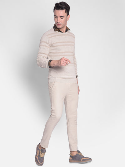 Beige Striped Sweater-Men Sweaters-Crimsoune Club