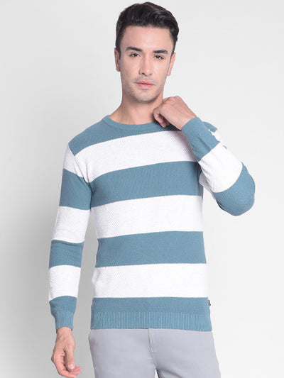 Blue Striped Sweater-Men Sweaters-Crimsoune Club