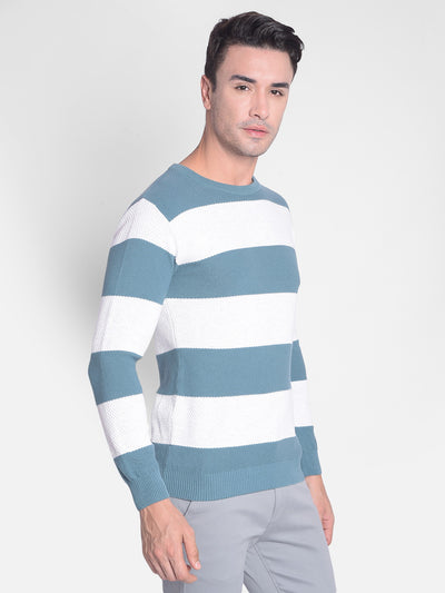 Blue Striped Sweater-Men Sweaters-Crimsoune Club