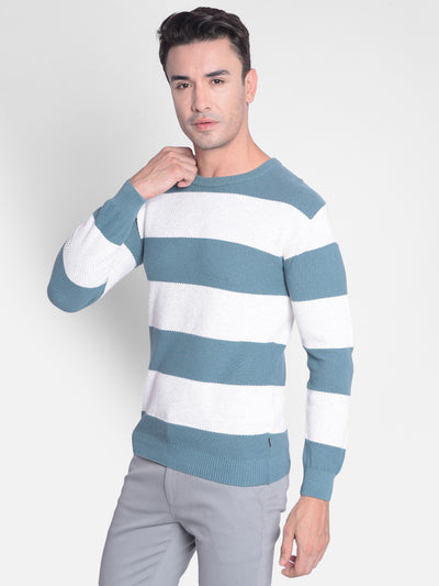 Blue Striped Sweater-Men Sweaters-Crimsoune Club