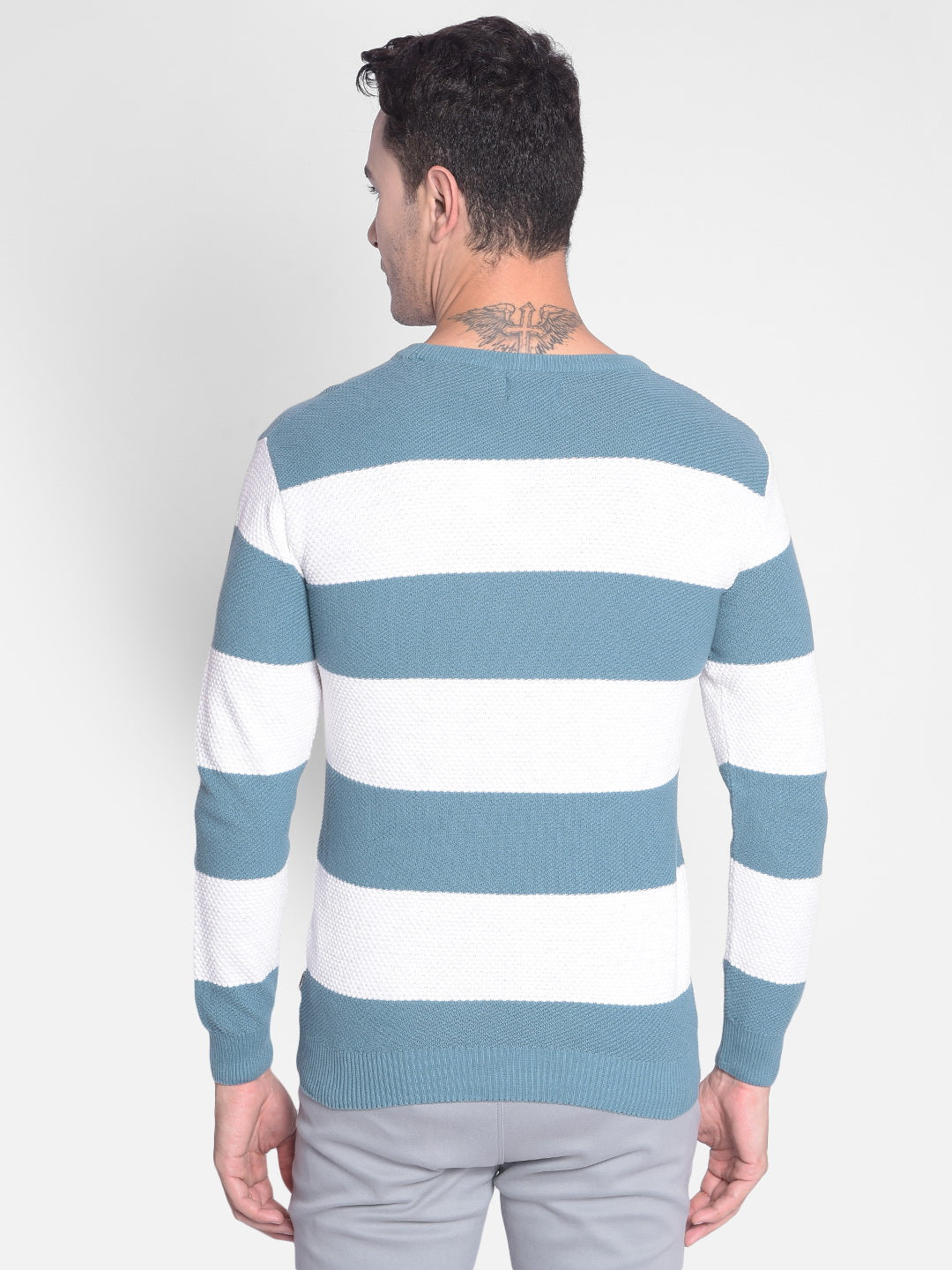 Blue Striped Sweater-Men Sweaters-Crimsoune Club