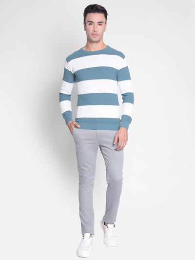 Blue Striped Sweater-Men Sweaters-Crimsoune Club