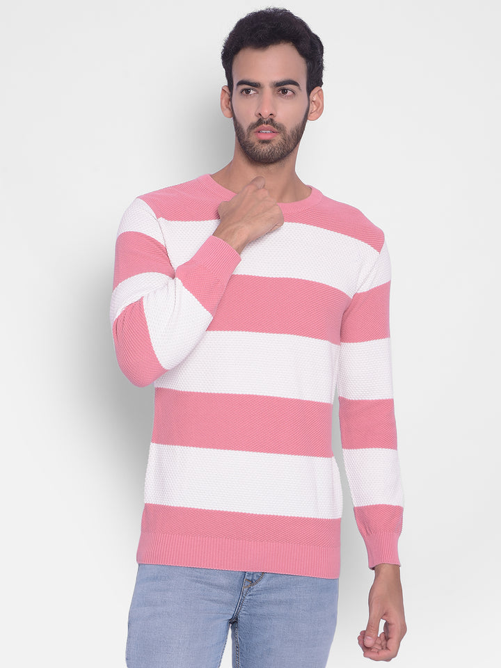 Pink Striped Sweater-Men Sweaters-Crimsoune Club