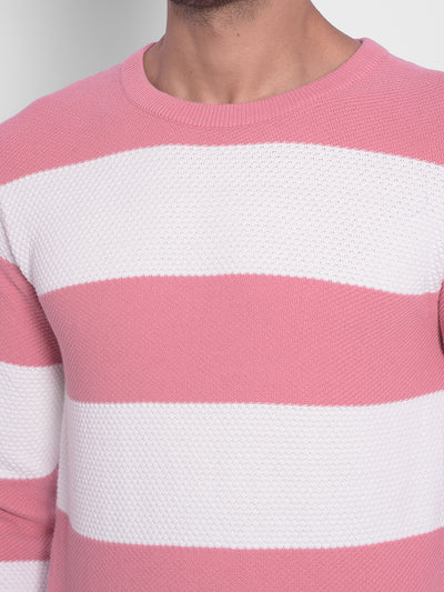Pink Striped Sweater-Men Sweaters-Crimsoune Club