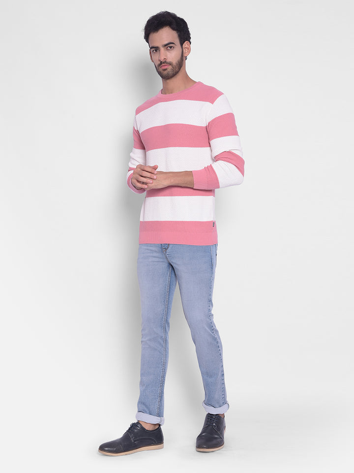 Pink Striped Sweater-Men Sweaters-Crimsoune Club