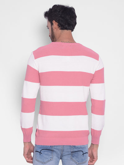 Pink Striped Sweater-Men Sweaters-Crimsoune Club