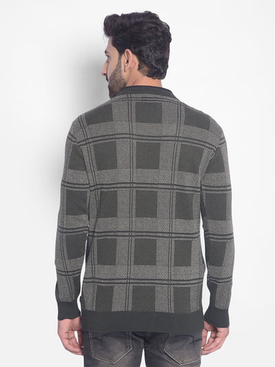 Olive Checked Sweater-Men Sweaters-Crimsoune Club