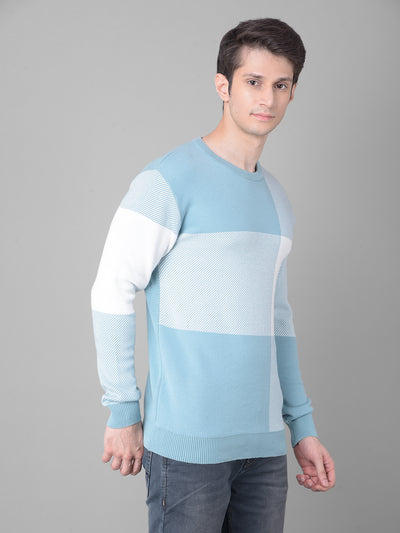 Blue Checked Sweater-Men Sweaters-Crimsoune Club