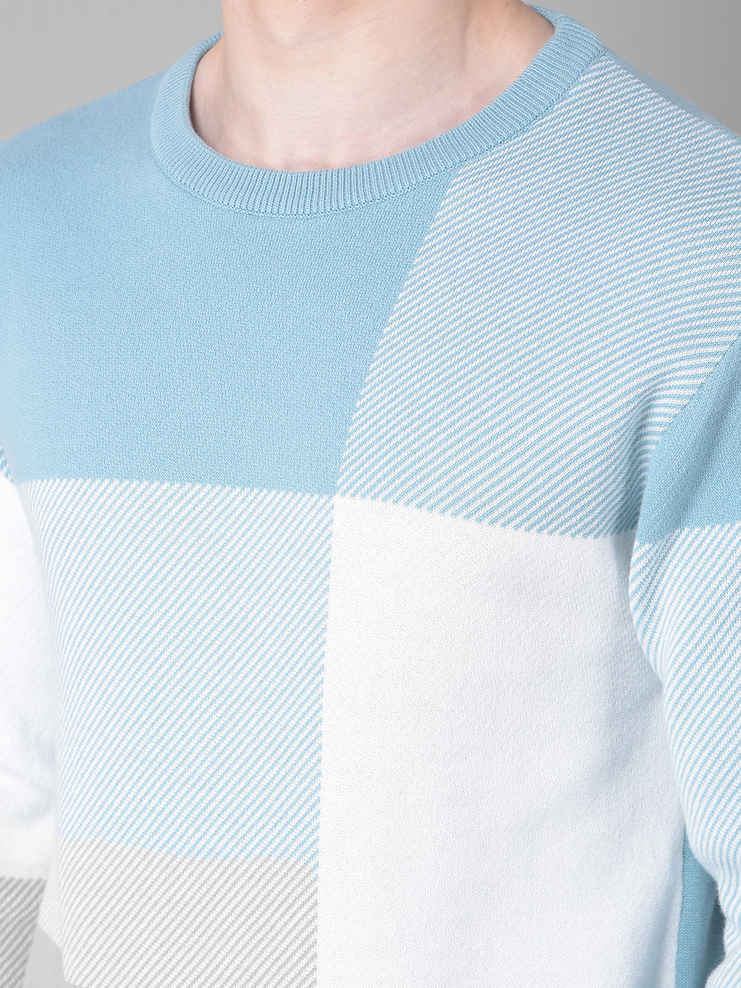Blue Checked Sweater-Men Sweaters-Crimsoune Club