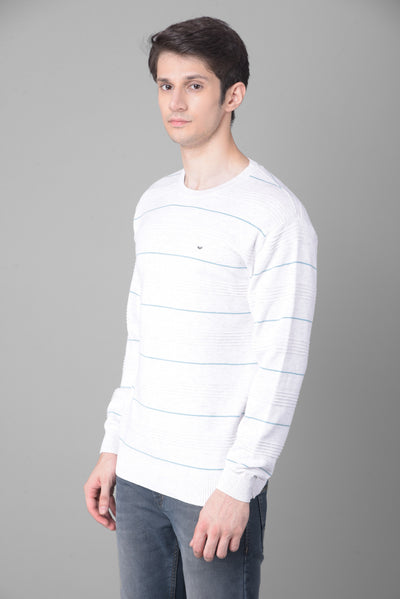 White Striped Sweater-Men Sweaters-Crimsoune Club