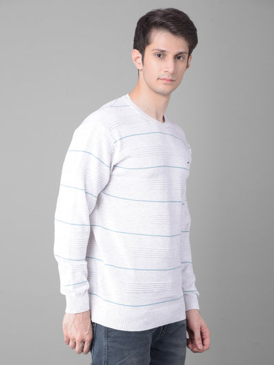White Striped Sweater-Men Sweaters-Crimsoune Club