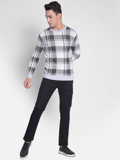 Grey Checked Sweater-Men Sweaters-Crimsoune Club