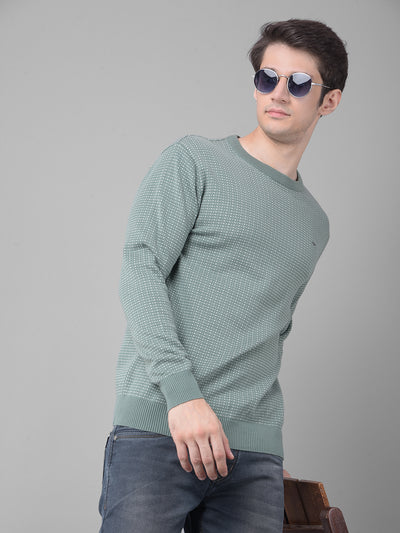 Green Printed Sweater-Men Sweaters-Crimsoune Club
