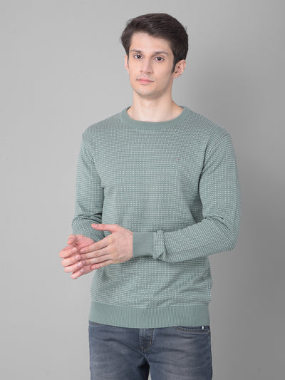 Green Printed Sweater-Men Sweaters-Crimsoune Club