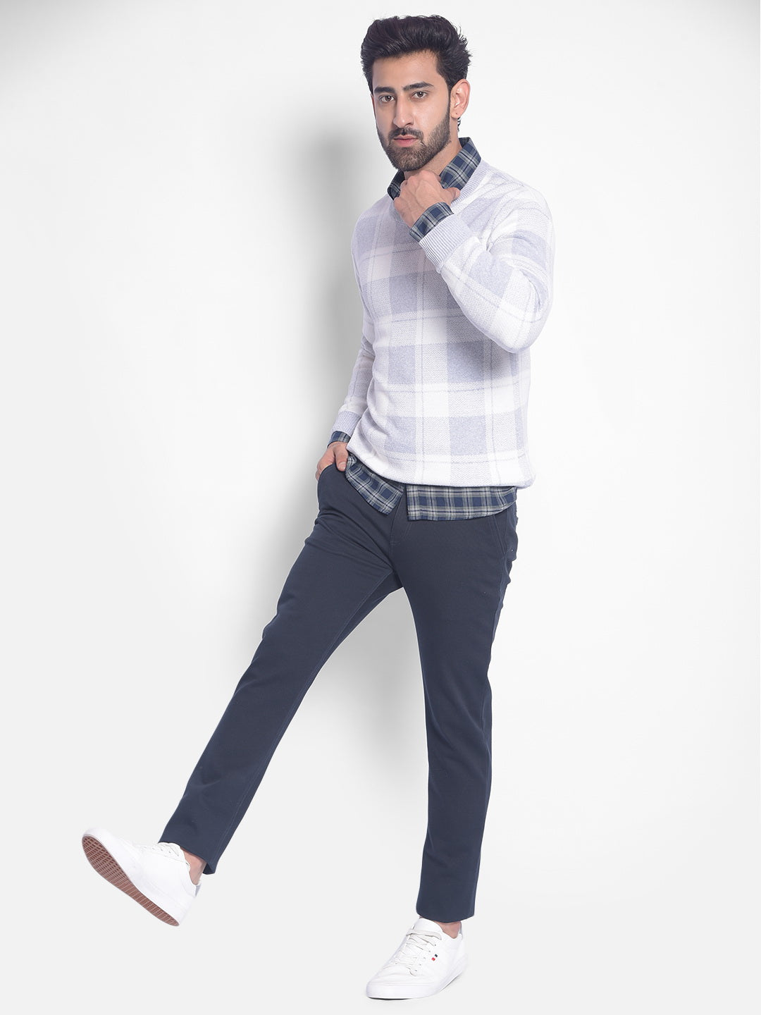 Grey Checked Sweater – Crimsoune Club