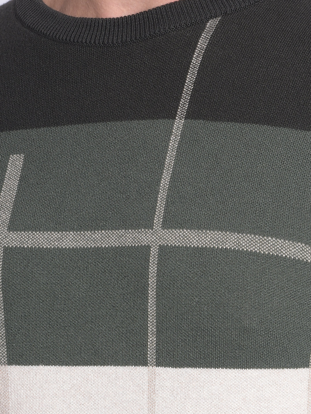 Olive Colourblocked Sweater-Men Sweaters-Crimsoune Club