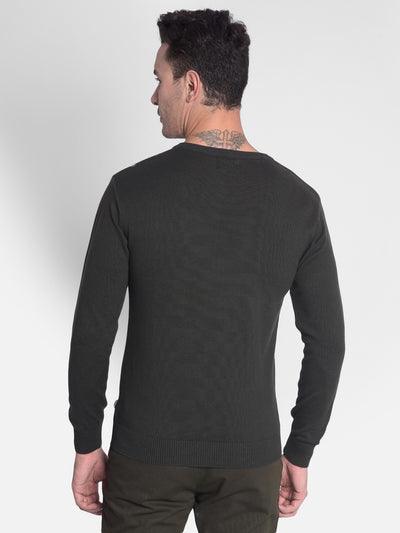 Olive Colourblocked Sweater-Men Sweaters-Crimsoune Club