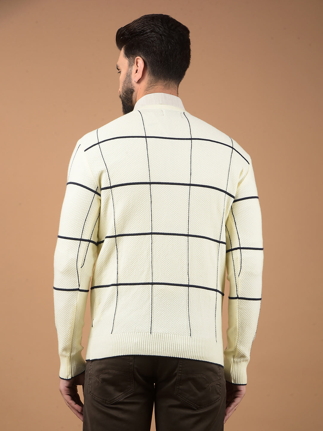 White Checked Sweater-Men Sweaters-Crimsoune Club