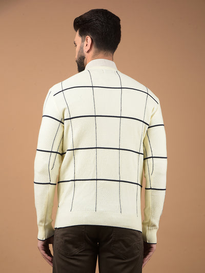 White Checked Sweater-Men Sweaters-Crimsoune Club