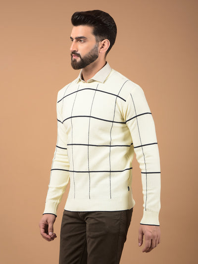 White Checked Sweater-Men Sweaters-Crimsoune Club