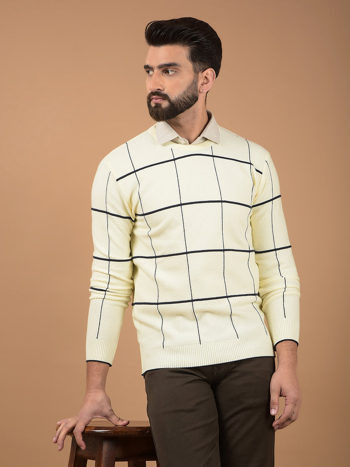 White Checked Sweater-Men Sweaters-Crimsoune Club