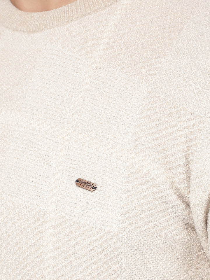 Beige Jacquard Sweater-Men Sweaters-Crimsoune Club