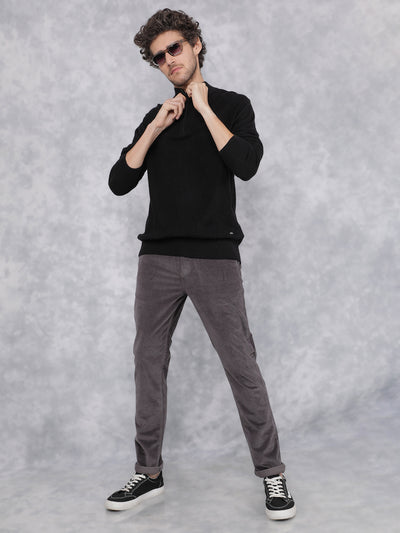 Black Jacquard Sweater-Men Sweaters-Crimsoune Club
