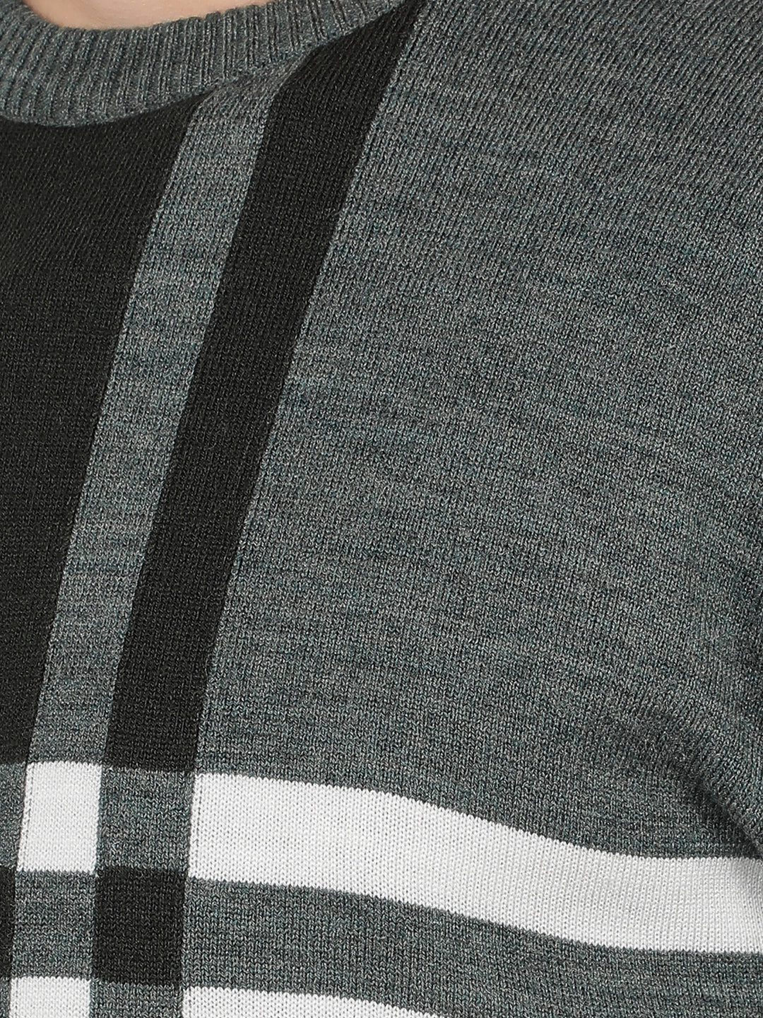 Olive Horizontal Stripes Sweater-Men Sweaters-Crimsoune Club