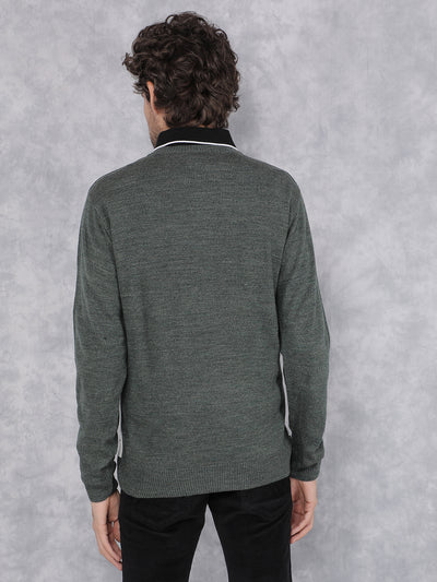 Olive Horizontal Stripes Sweater-Men Sweaters-Crimsoune Club