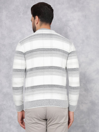 White Horizontal Stripes Sweater-Men Sweaters-Crimsoune Club