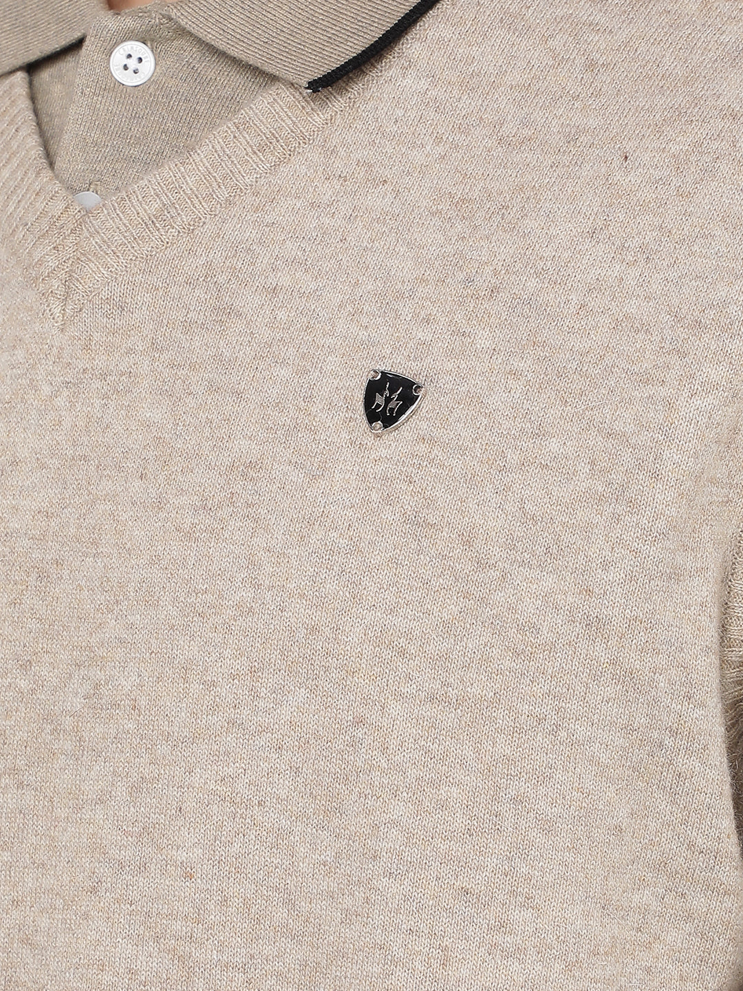 Beige V-Neck Sleeveless Sweater-Men Sweaters-Crimsoune Club