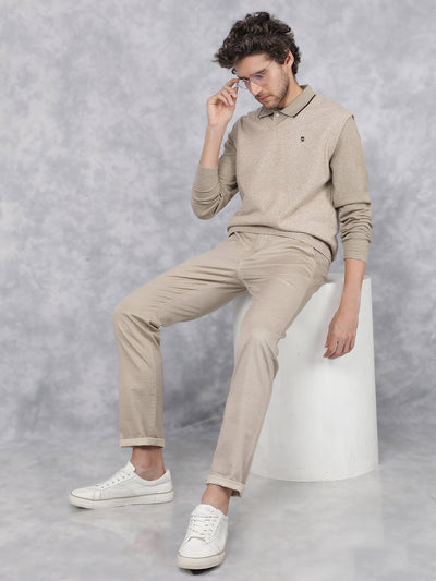 Beige V-Neck Sleeveless Sweater-Men Sweaters-Crimsoune Club