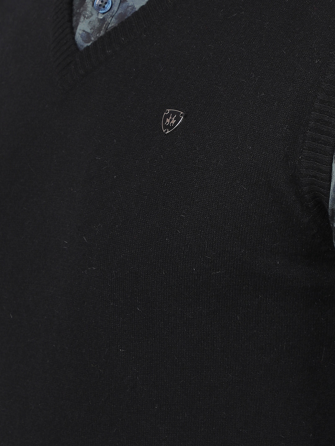 Black V-Neck Sleeveless Sweater-Men Sweaters-Crimsoune Club